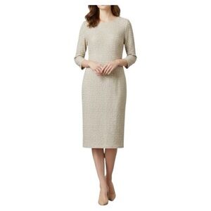 Badgley Mischka Gold and Cream
Shimmer Textured Sheath Dress - Size
Large